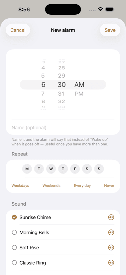 Setting a new alarm